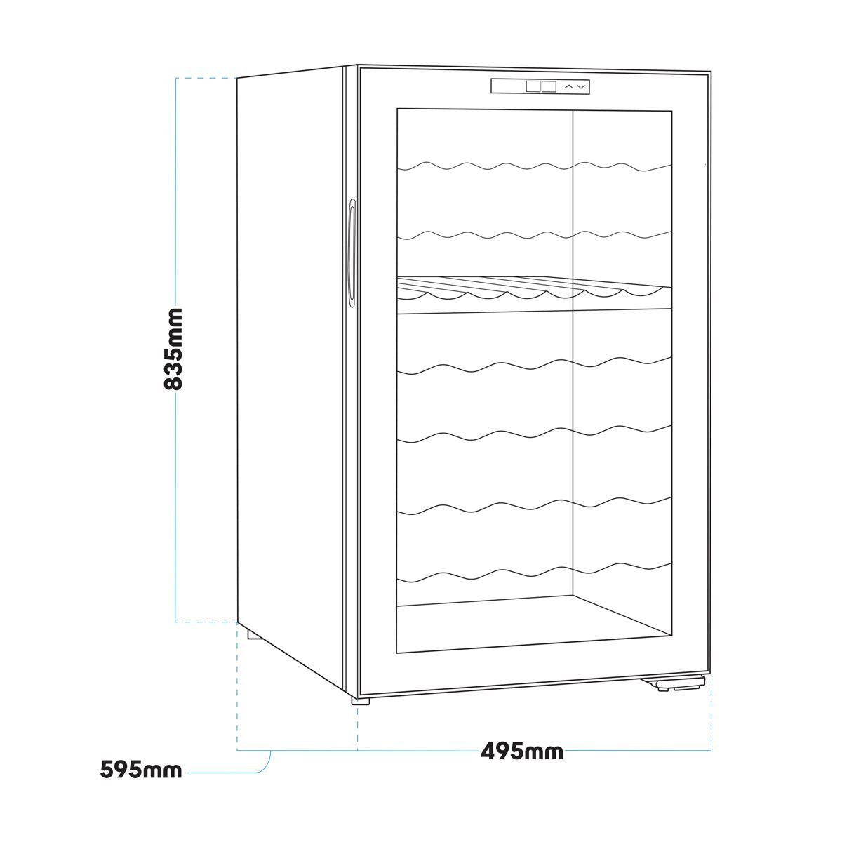 Baridi 52 Bottle Dual Zone Wine Cooler Fridge Touch Screen LED Black DH236