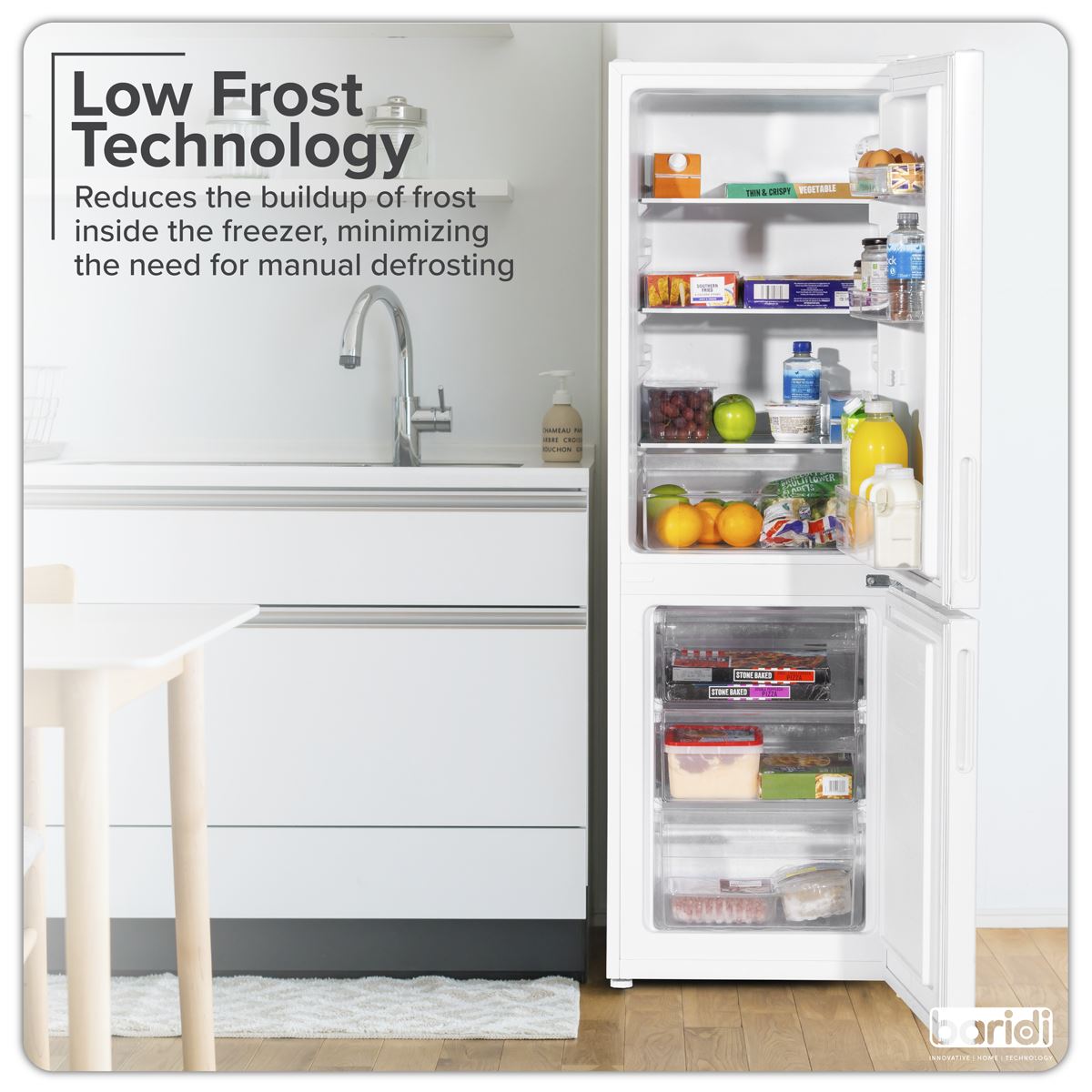 Sealey Baridi 70/30 Low Frost Fridge Freezer 157L Capacity White 220-240V DH252