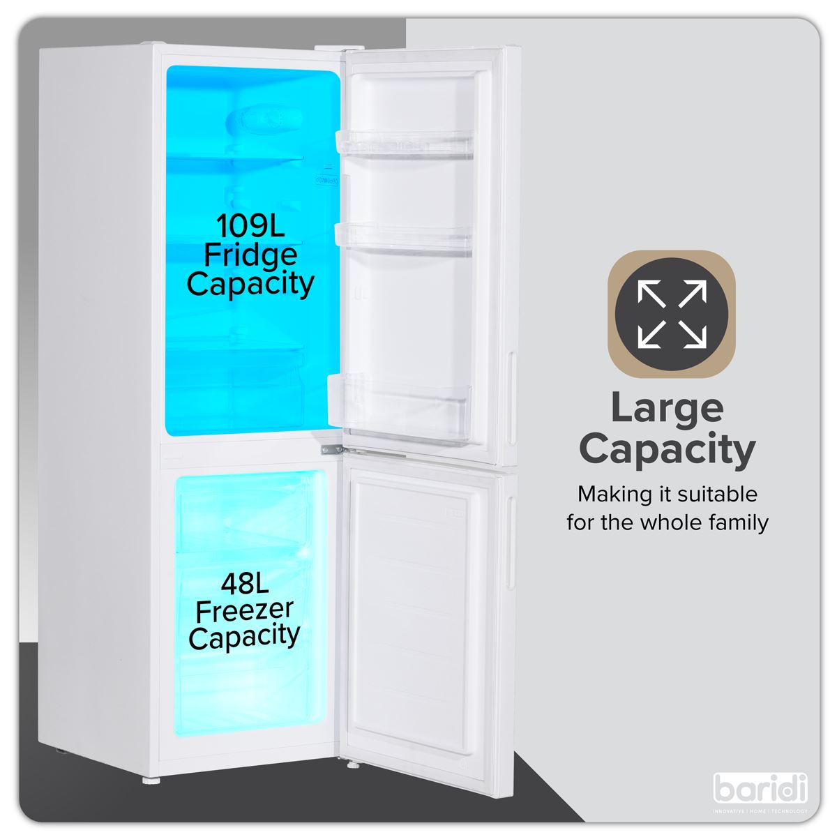 Sealey Baridi 70/30 Low Frost Fridge Freezer 157L Capacity White 220-240V DH252