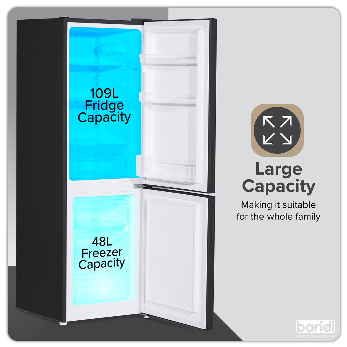 Sealey Baridi 47cm 70/30 Fridge Freezer 157L Capacity Low Frost 220-240V DH253