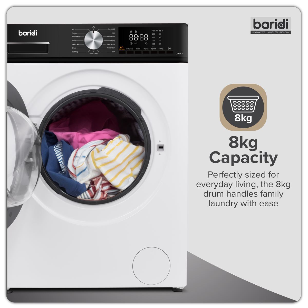 Sealey 8/5kg Washer Dryer, Front Loading, 1400rpm Energy Rating A � White DH263