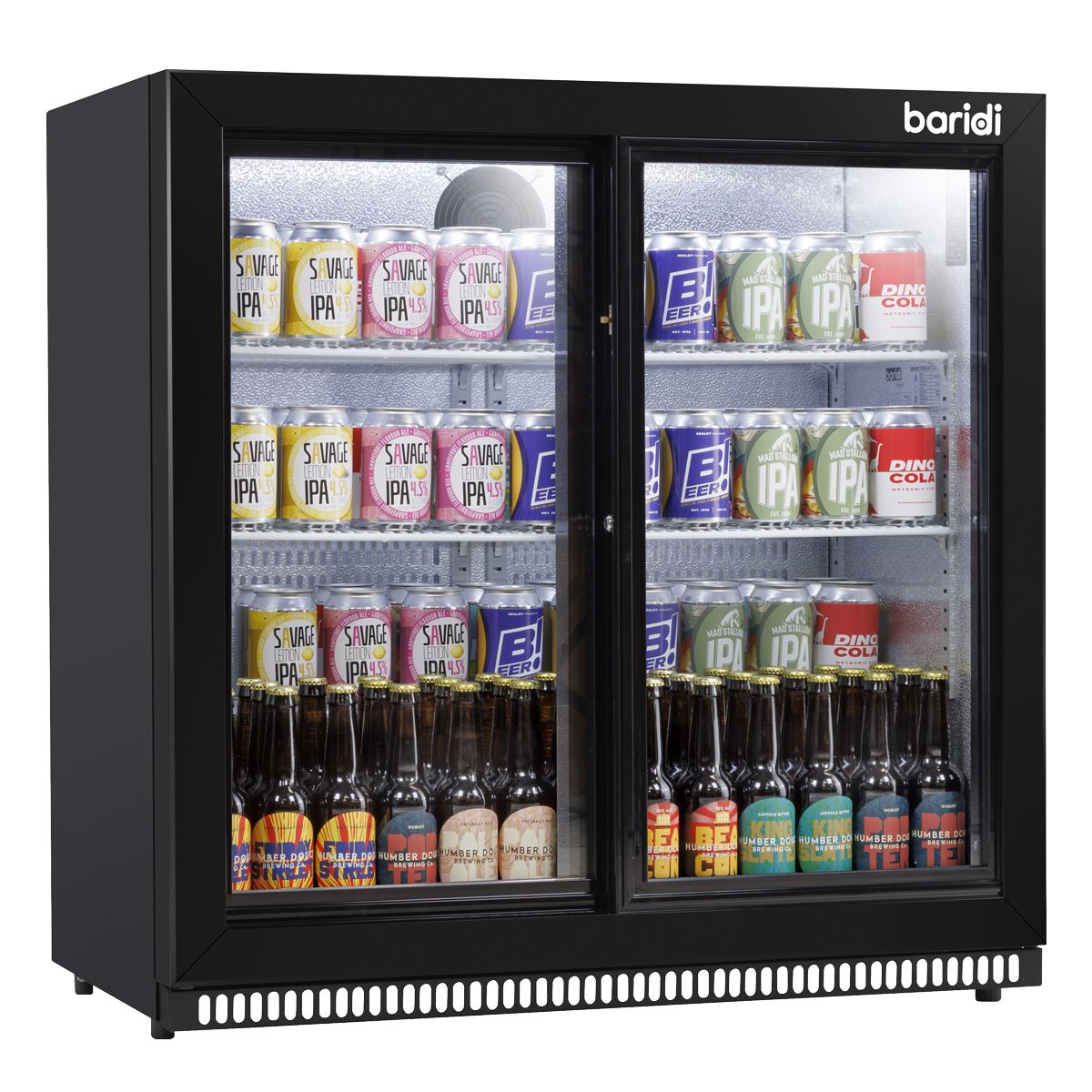 Baridi Back Bar Drinks Fridge Cooler Double Sliding Doors 190L Capacity DH273