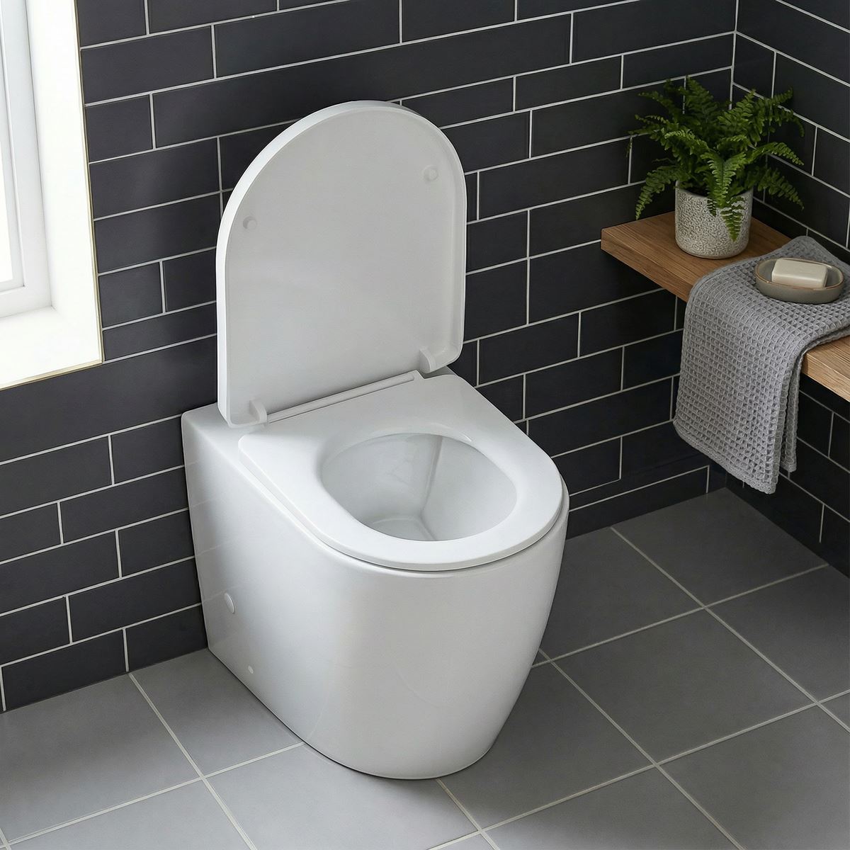 Sealey Back-to-Wall Toilet with Soft Close Seat & Rimless Flush � White DH334