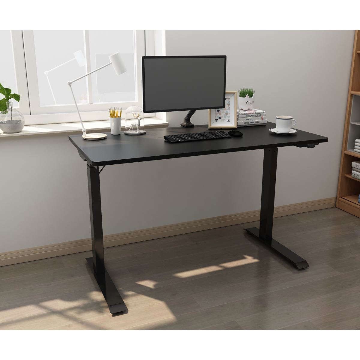 Dellonda Black Electric Adjustable Office Standing Desk Fast 1200x600mm DH55