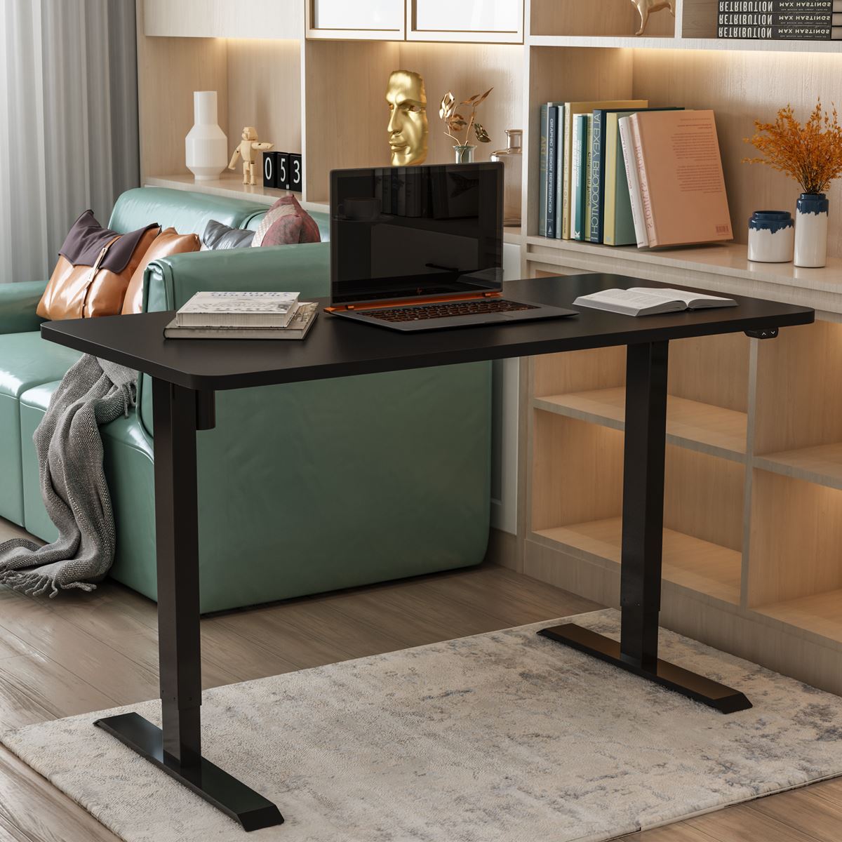 Dellonda Black Electric Adjustable Office Standing Desk Fast 1200x600mm DH55