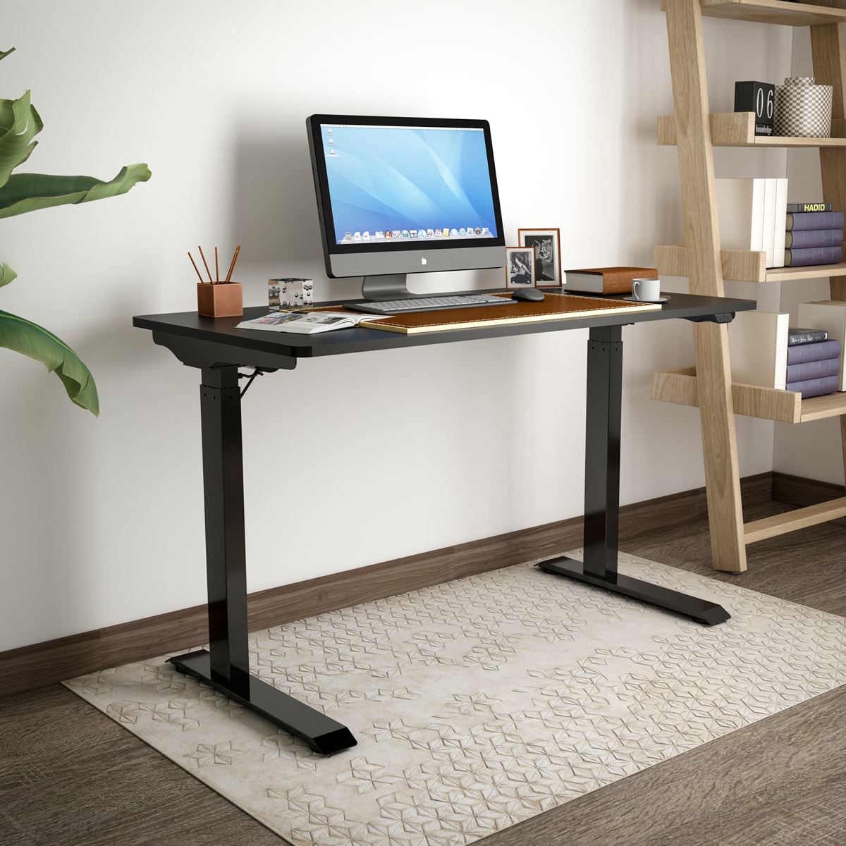 Dellonda Black Electric Adjustable Office Standing Desk Fast 1200x600mm DH55
