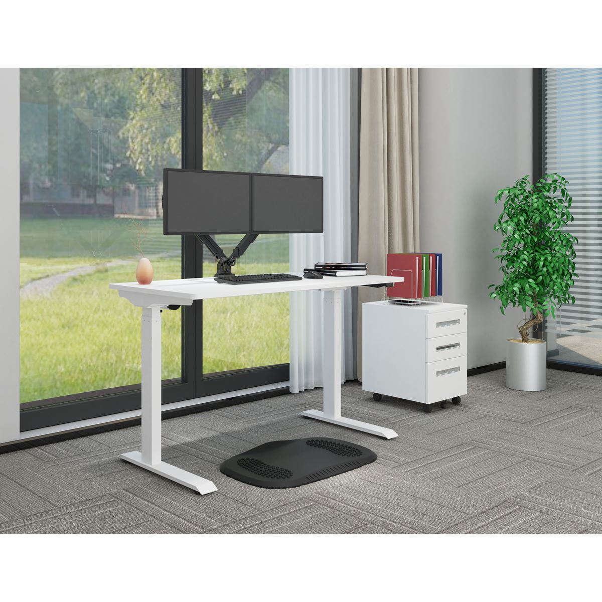 Dellonda White Electric Adjustable Office Standing Desk Quiet 1200x600mm DH56