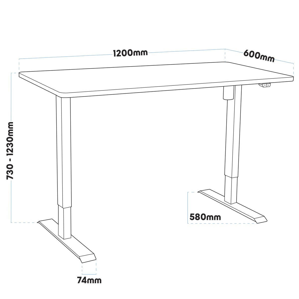 Dellonda White Electric Adjustable Office Standing Desk Quiet 1200x600mm DH56