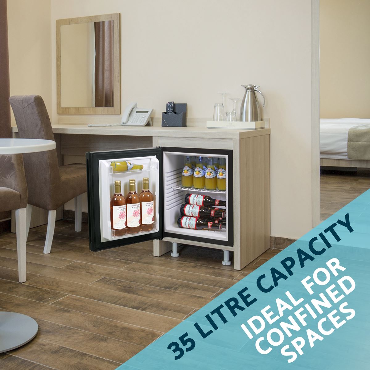 Baridi 35L Ultra Quiet Drinks Wine Mini Cooler Fridge with LED Light Black DH58