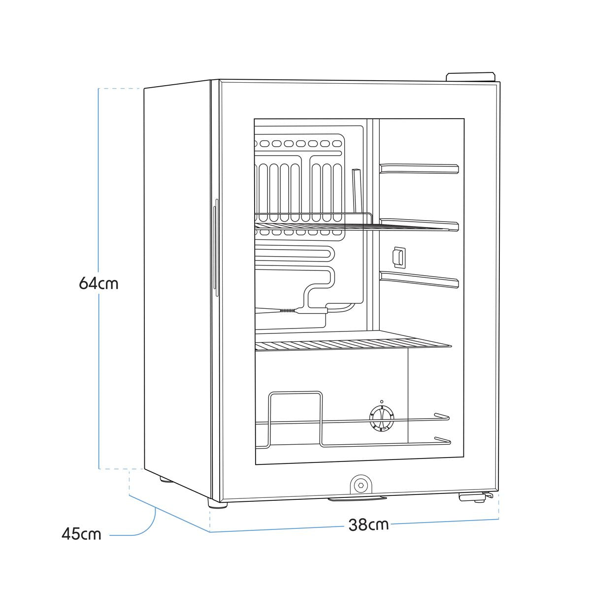 Baridi 60L Beer & Drinks Fridge with LED Light Black and Glass Door DH62