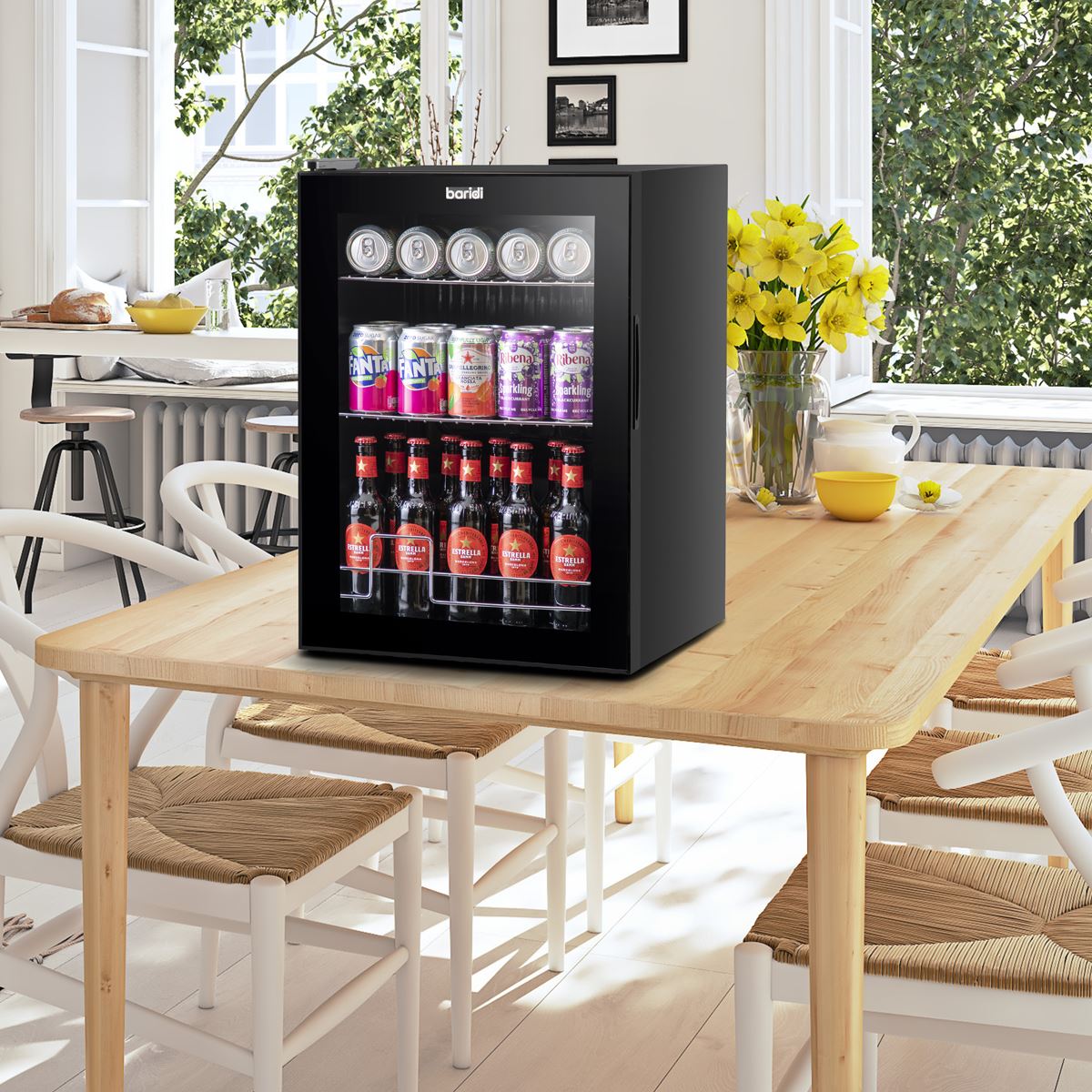 Baridi 60L Beer & Drinks Fridge with LED Light Black and Glass Door DH62