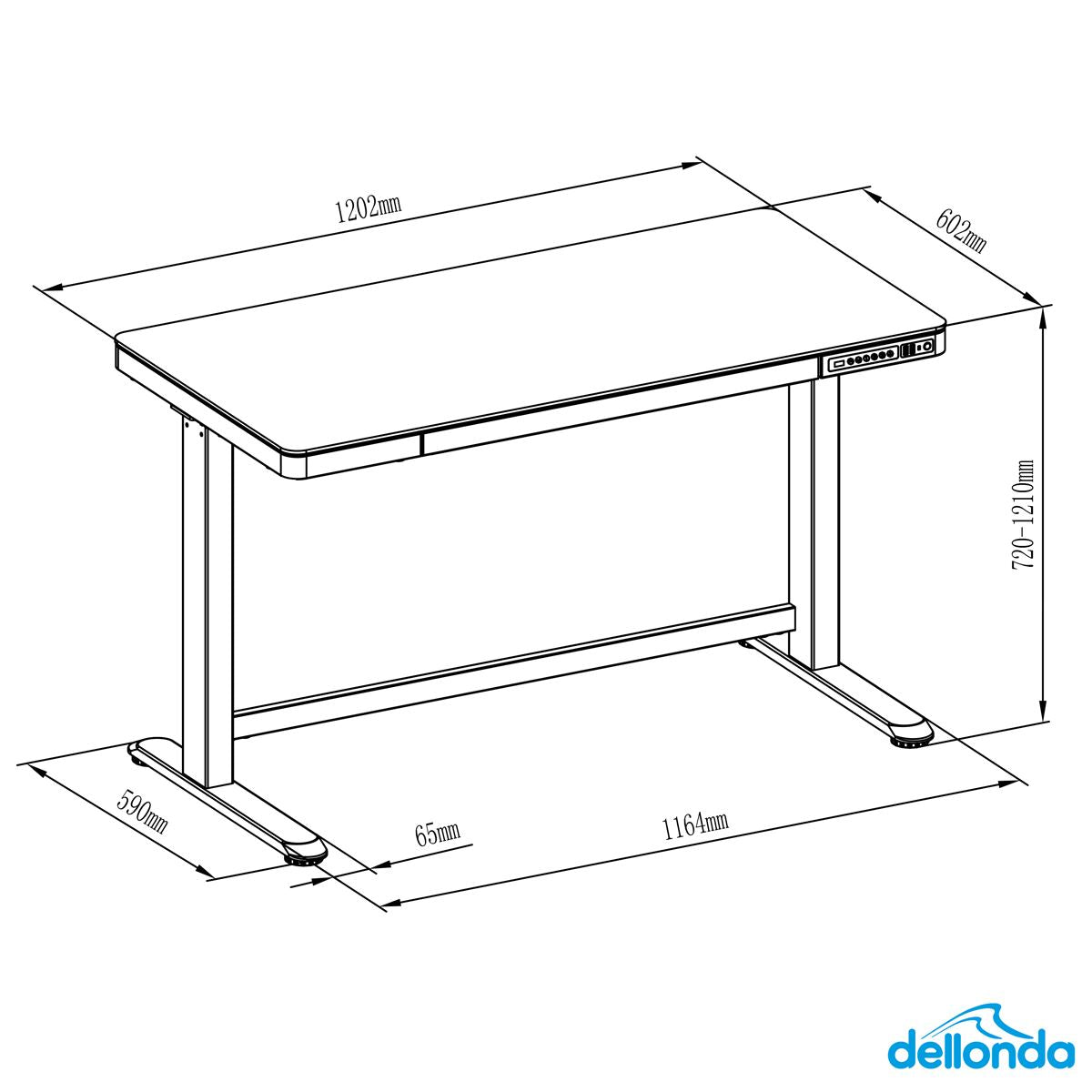 Dellonda Oak Electric Adjustable Standing Desk USB & Drawer 1200 x 600mm DH65