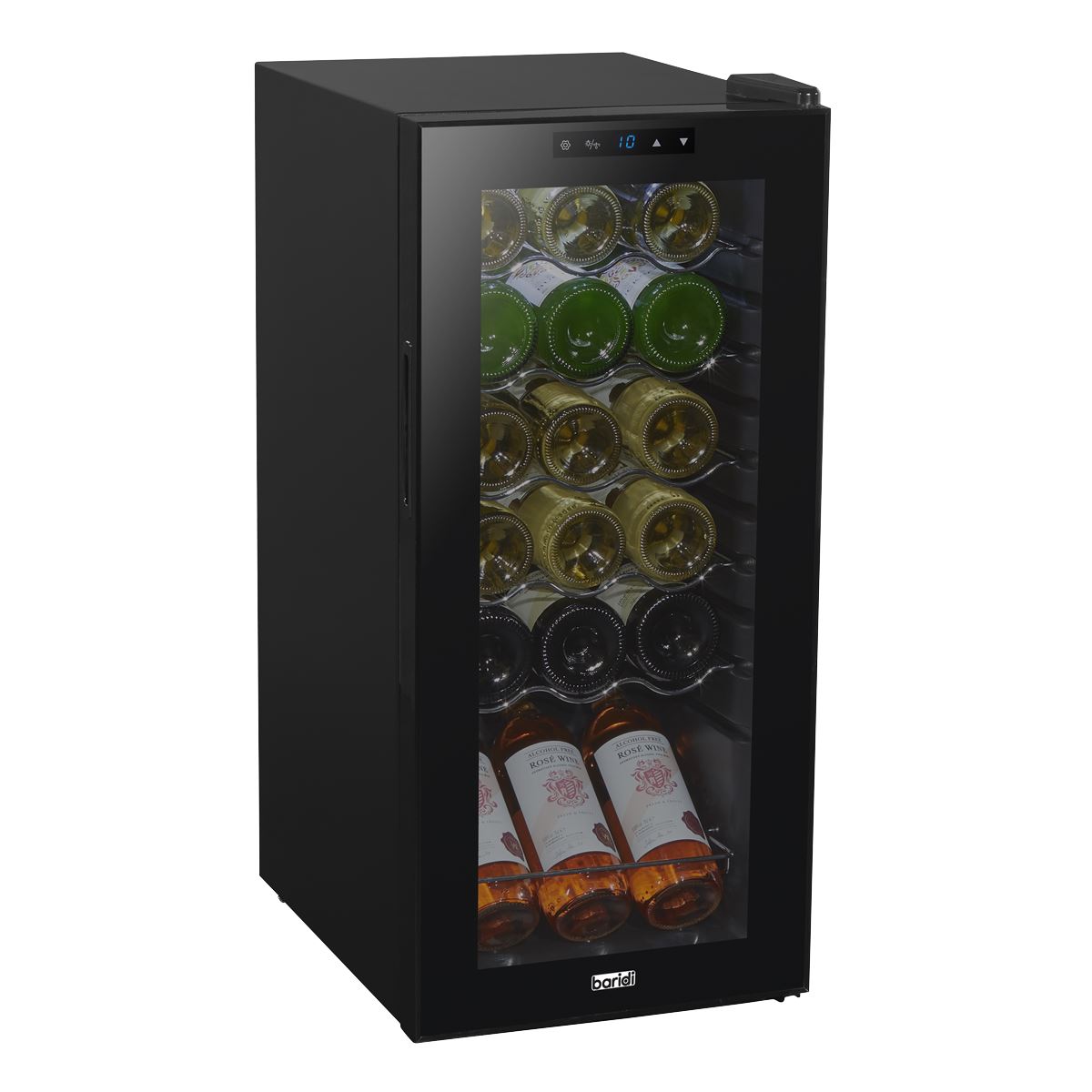 Baridi 18 Bottle Wine Fridge with Digital Touch Screen LED Light Black DH6 DH6