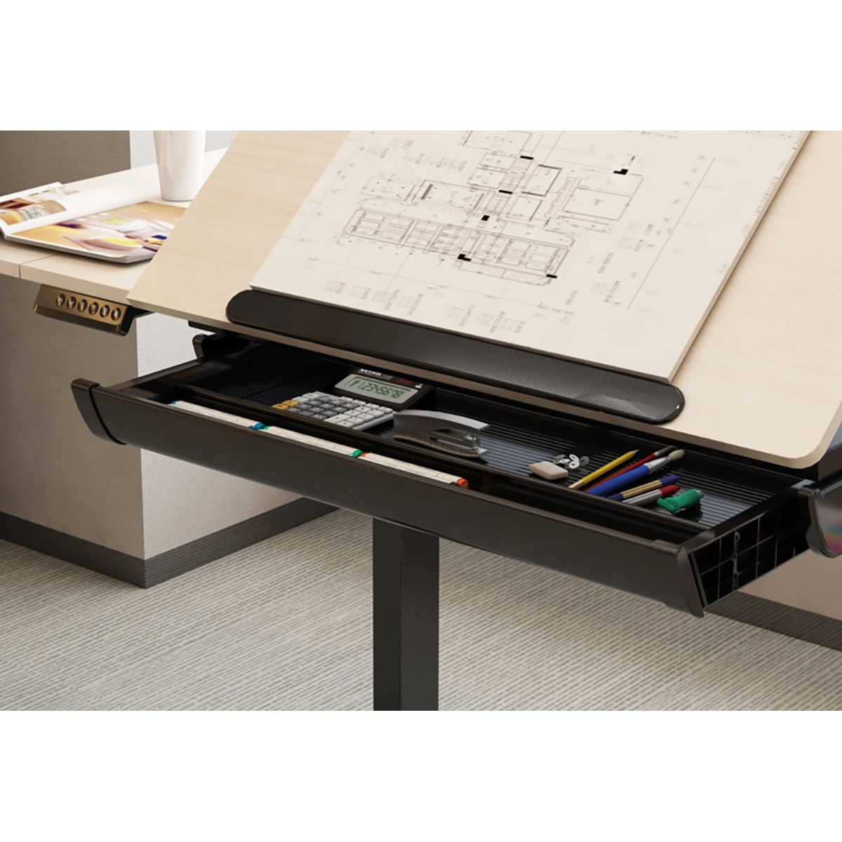 Dellonda Electric Standing Desk Ergonomic Drawing Sit Stand Table DH71