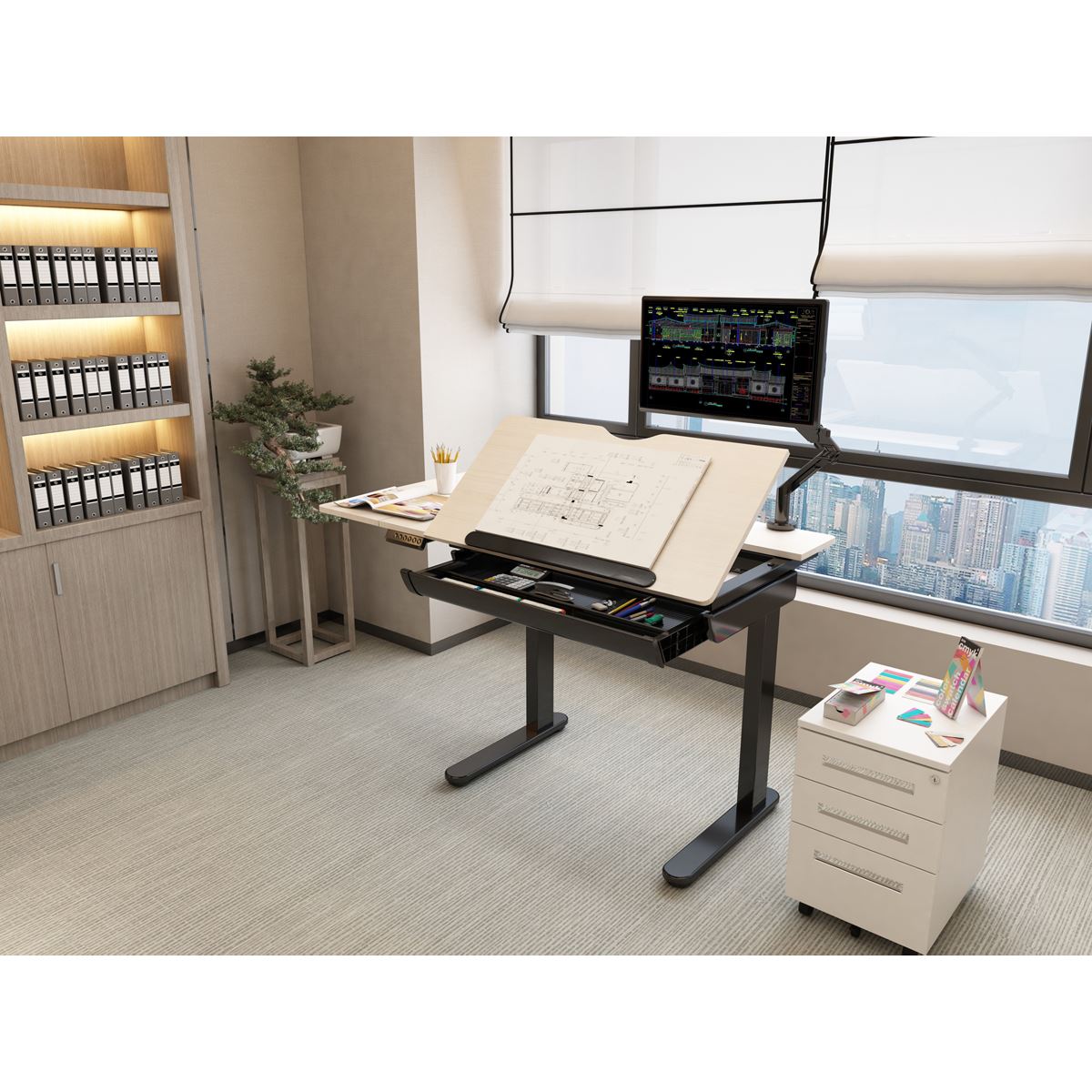 Dellonda Electric Standing Desk Ergonomic Drawing Sit Stand Table DH71