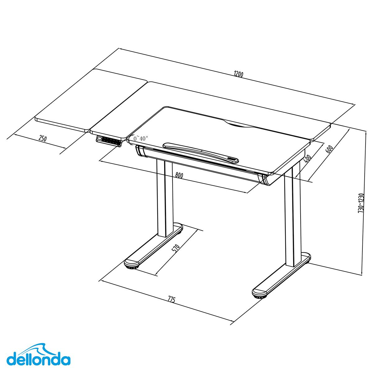 Dellonda Electric Standing Desk Ergonomic Drawing Sit Stand Table DH71