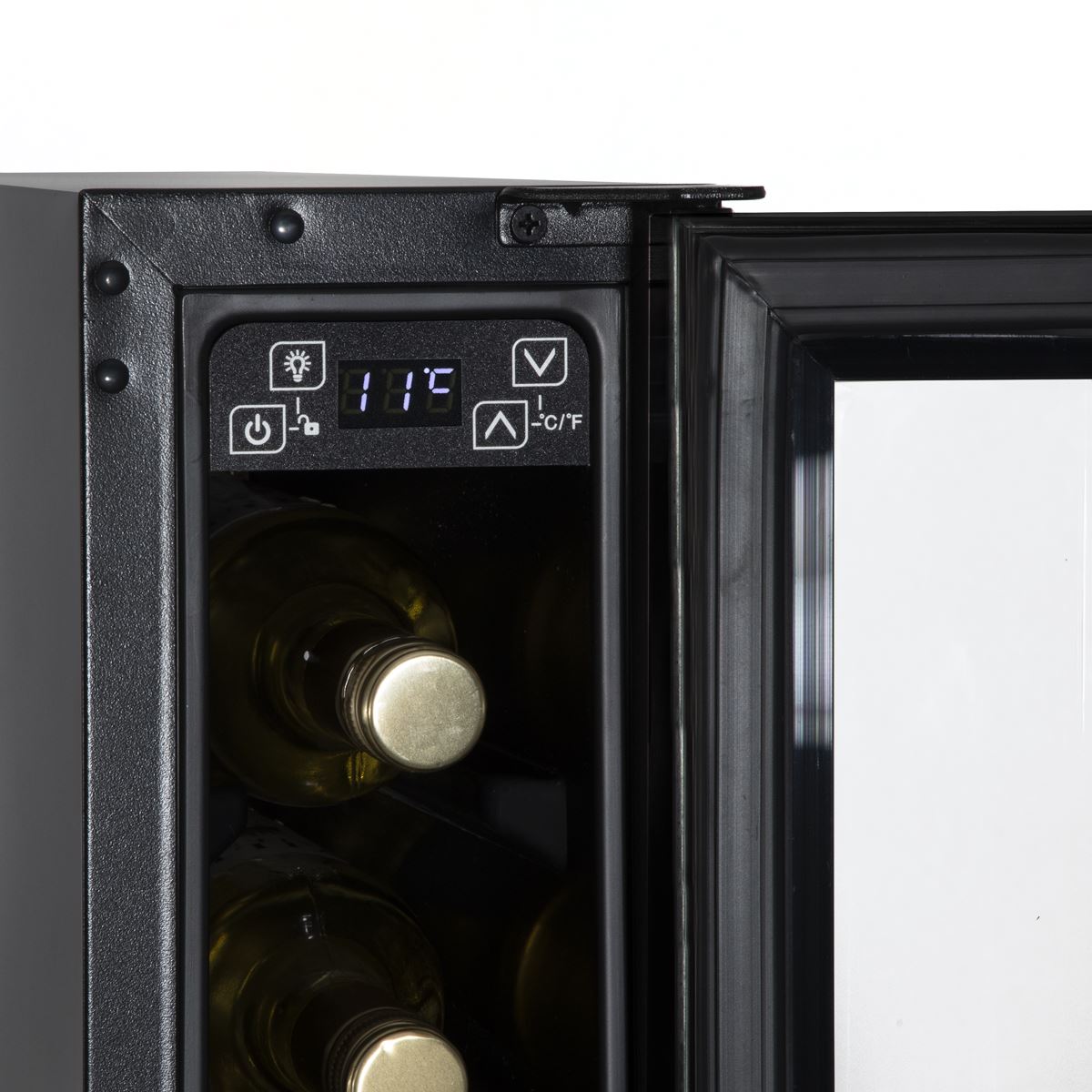 Baridi 7 Bottle 15cm Slim Wine Cooler Digital Touch Screen Controls Black DH76
