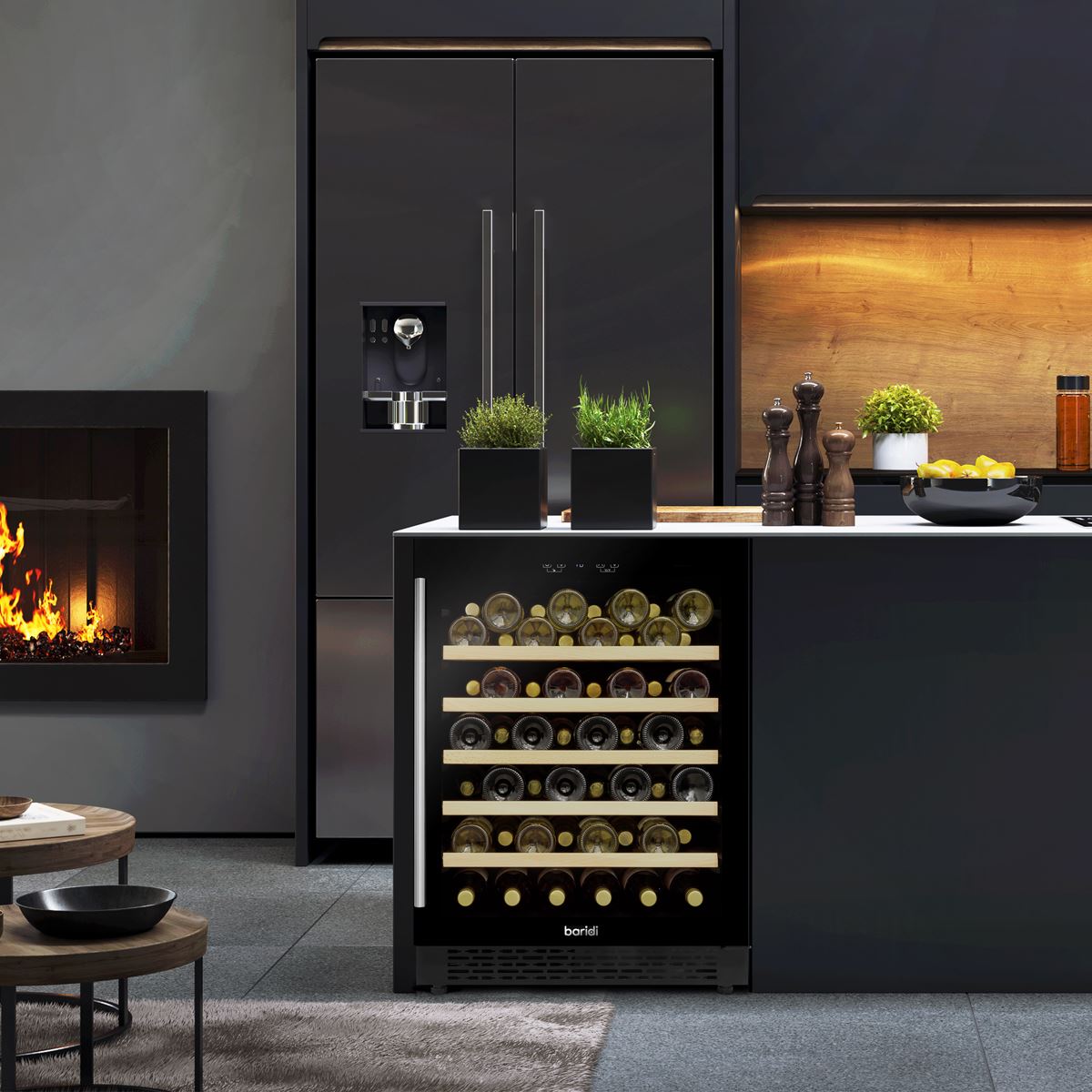 Baridi 54 Bottle Wine Cellar Fridge Digital Touch Screen Controls Black DH78
