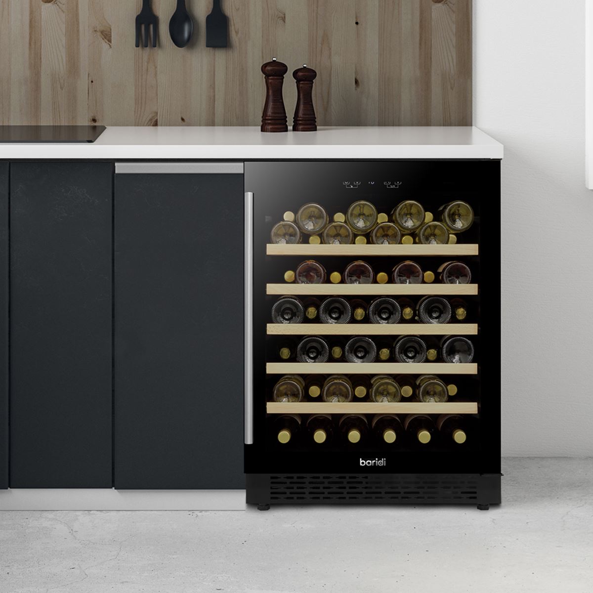Baridi 54 Bottle Wine Cellar Fridge Digital Touch Screen Controls Black DH78