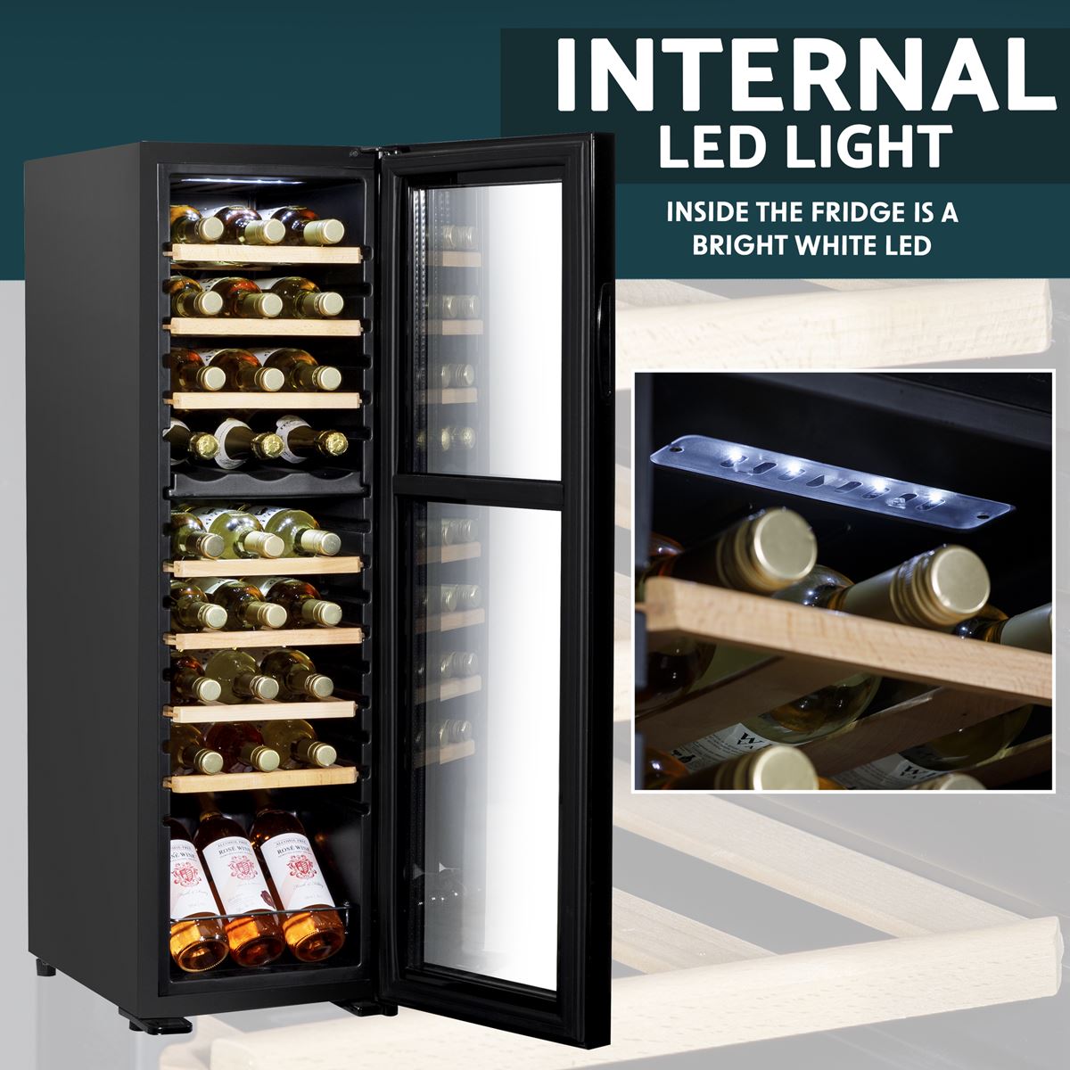 Baridi 18 Bottle Dual Zone Wine Cooler Fridge Digital Touch Screen Black DH89