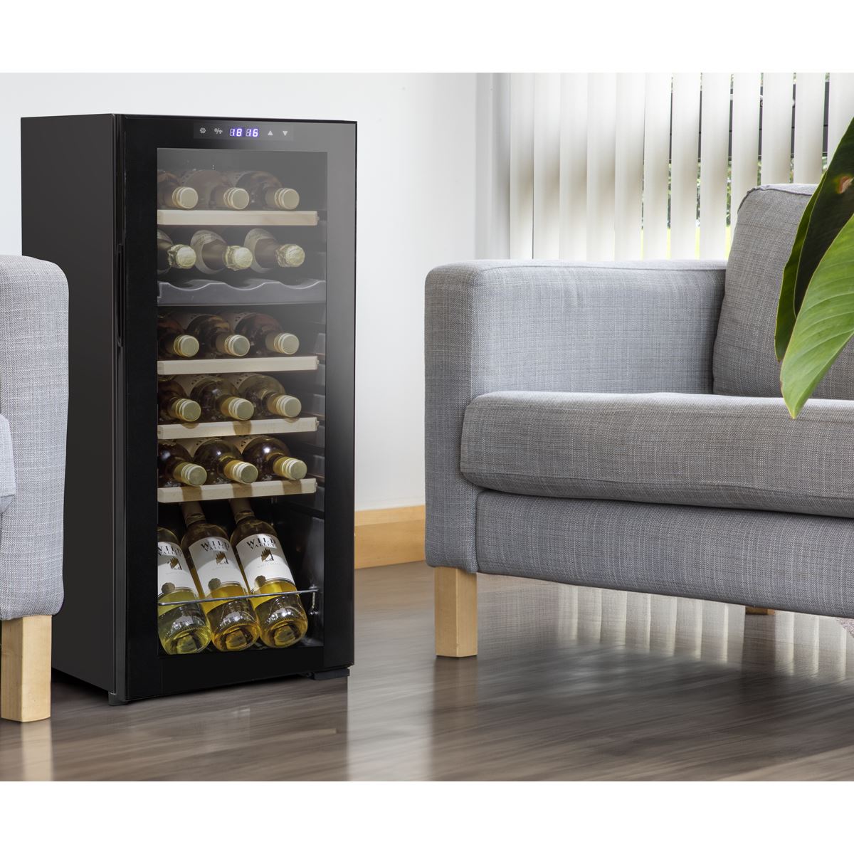 Baridi 18 Bottle Dual Zone Wine Cooler Fridge Digital Touch Screen Black DH89