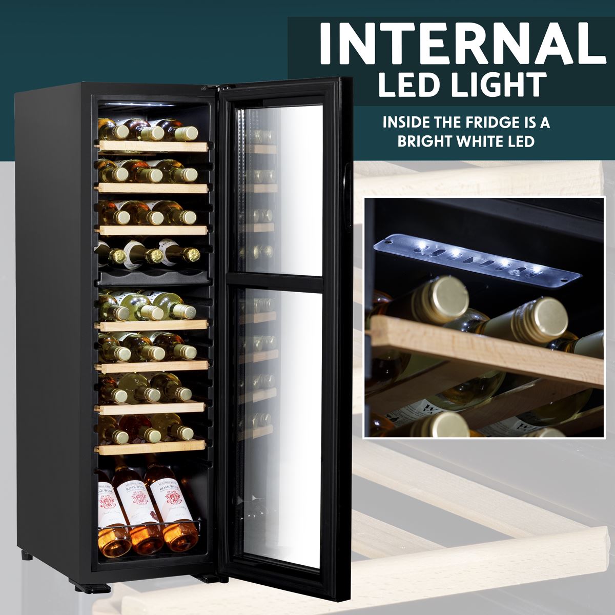 Baridi 27 Bottle Dual Zone Wine Cooler Fridge Digital Touch Screen Black DH90