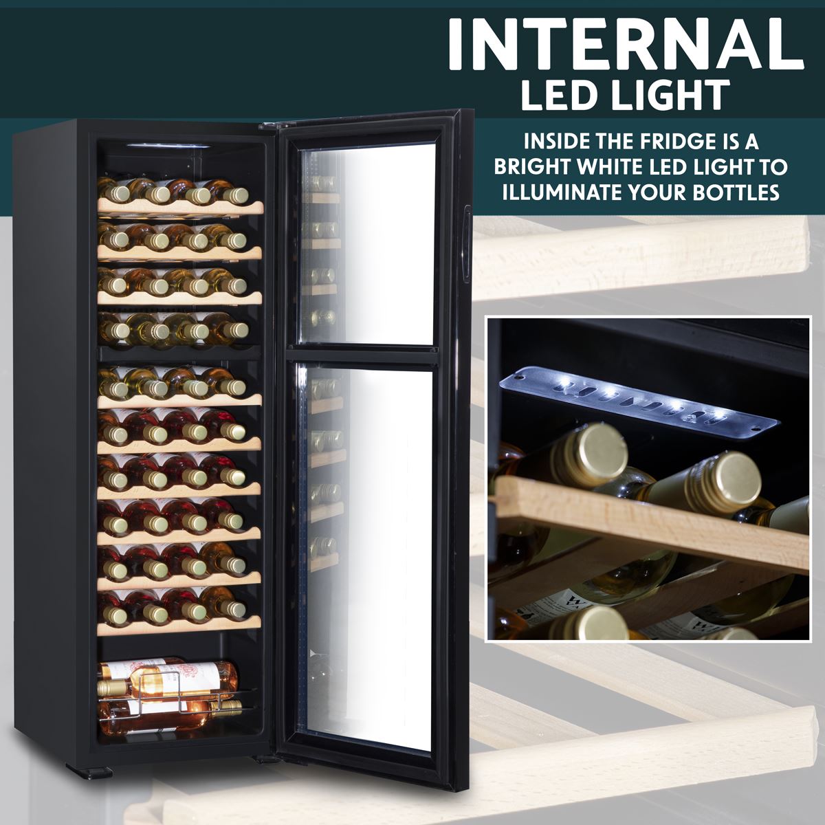 Baridi 44 Bottle Dual Zone Wine Cooler Fridge Digital Touch Screen Black DH92