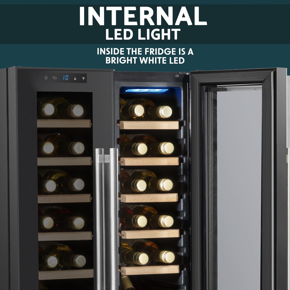Baridi 24 Bottle Dual Zone Wine Cooler Fridge Touch Screen LED Light Black DH97