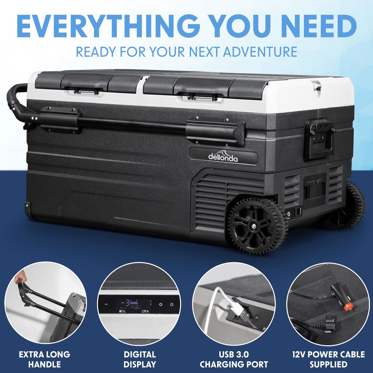 Dellonda Fridge Freezer 95L Portable Dual Compressor Car Camping 12/24V DL128