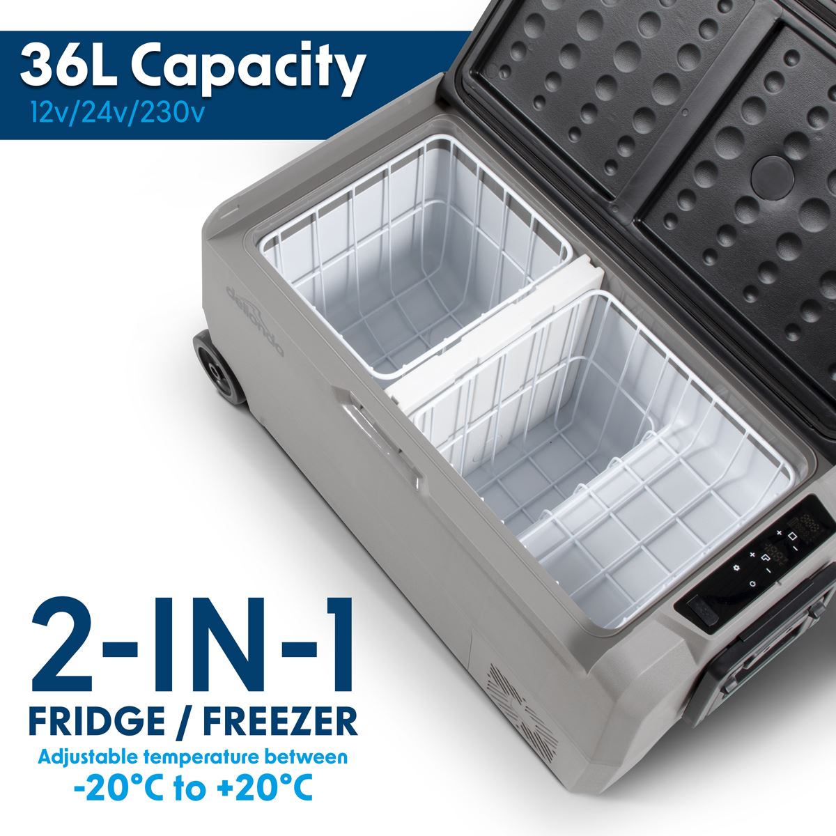 Dellonda 36L Portable Dual Compressor Car Fridge Freezer 12/24/230V - DL13 DL13