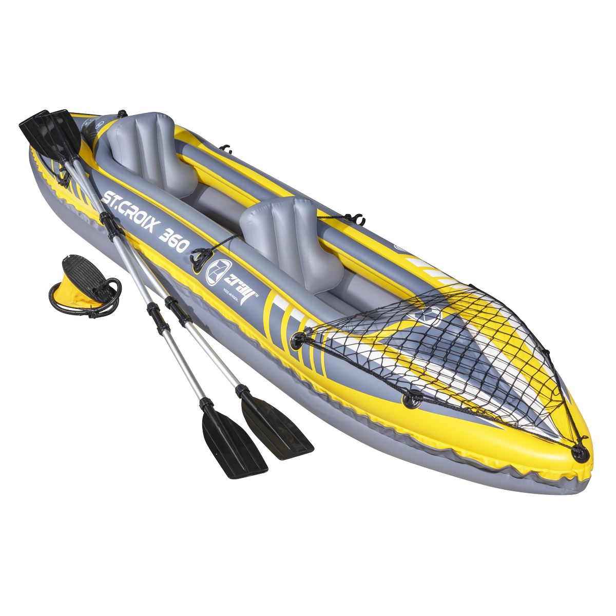 Dellonda Inflatable 2-Person Kayak Canoe Set with Pump Blue Yellow White DL155