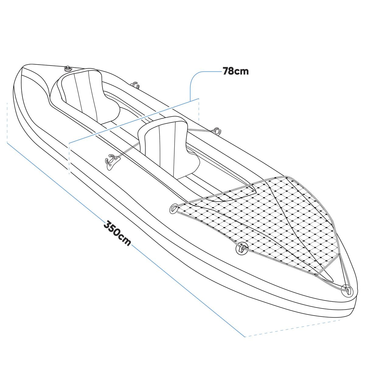 Dellonda Inflatable 2-Person Kayak Canoe Set with Pump Blue Yellow White DL155