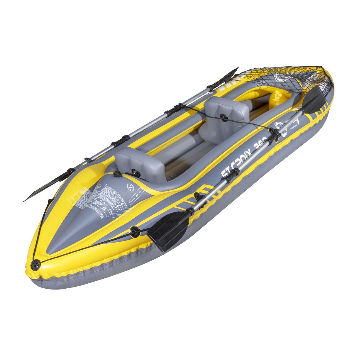 Dellonda Inflatable 2-Person Kayak Canoe Set with Pump Blue Yellow White DL155