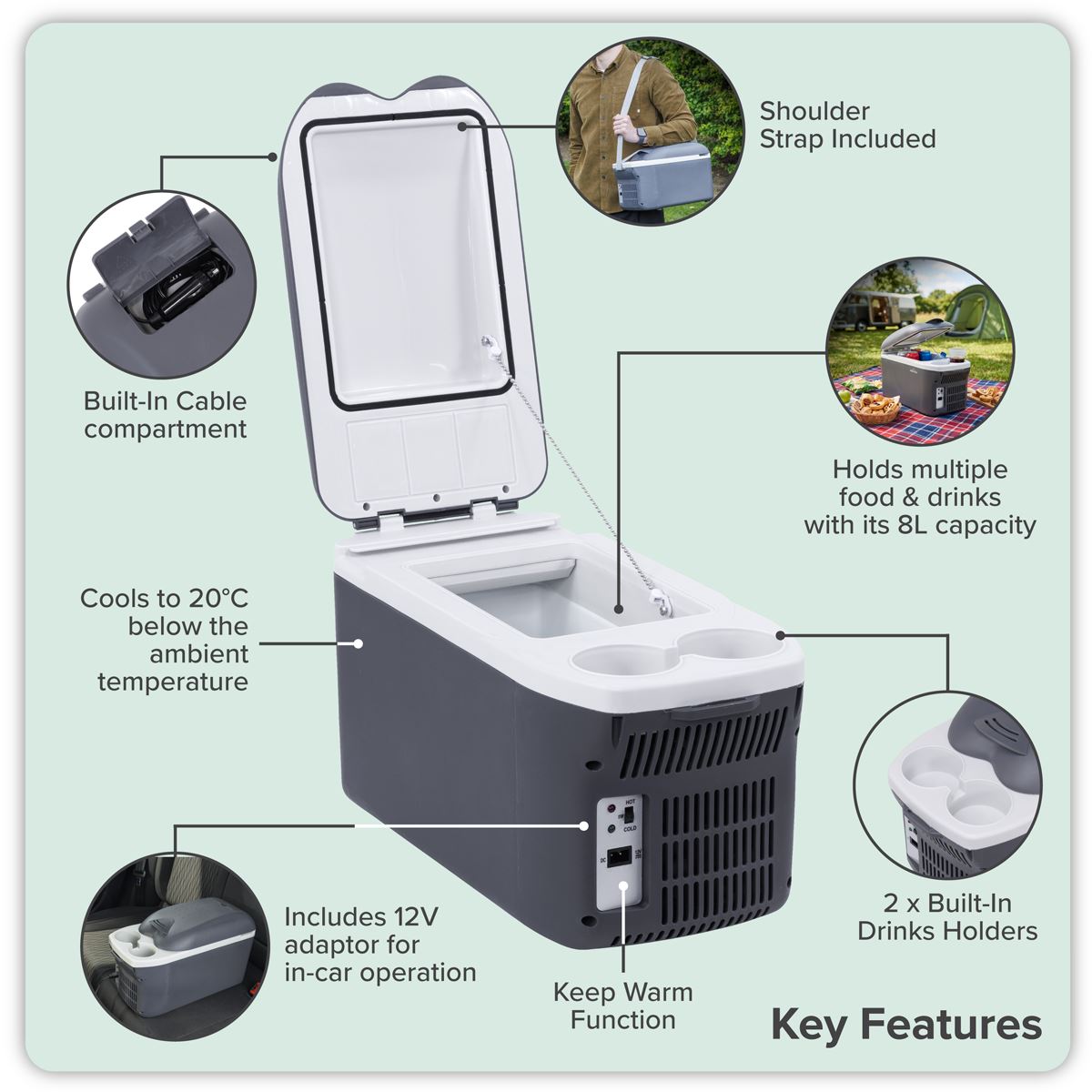 Sealey Dellonda 8L Portable Cool Box 12V DL166
