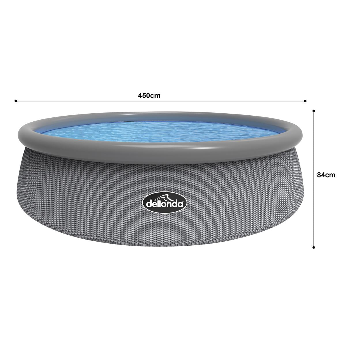 Sealey Dellonda 15ft Round Garden Kids Paddling Swimming Pool & Pump Grey Rattan DL18