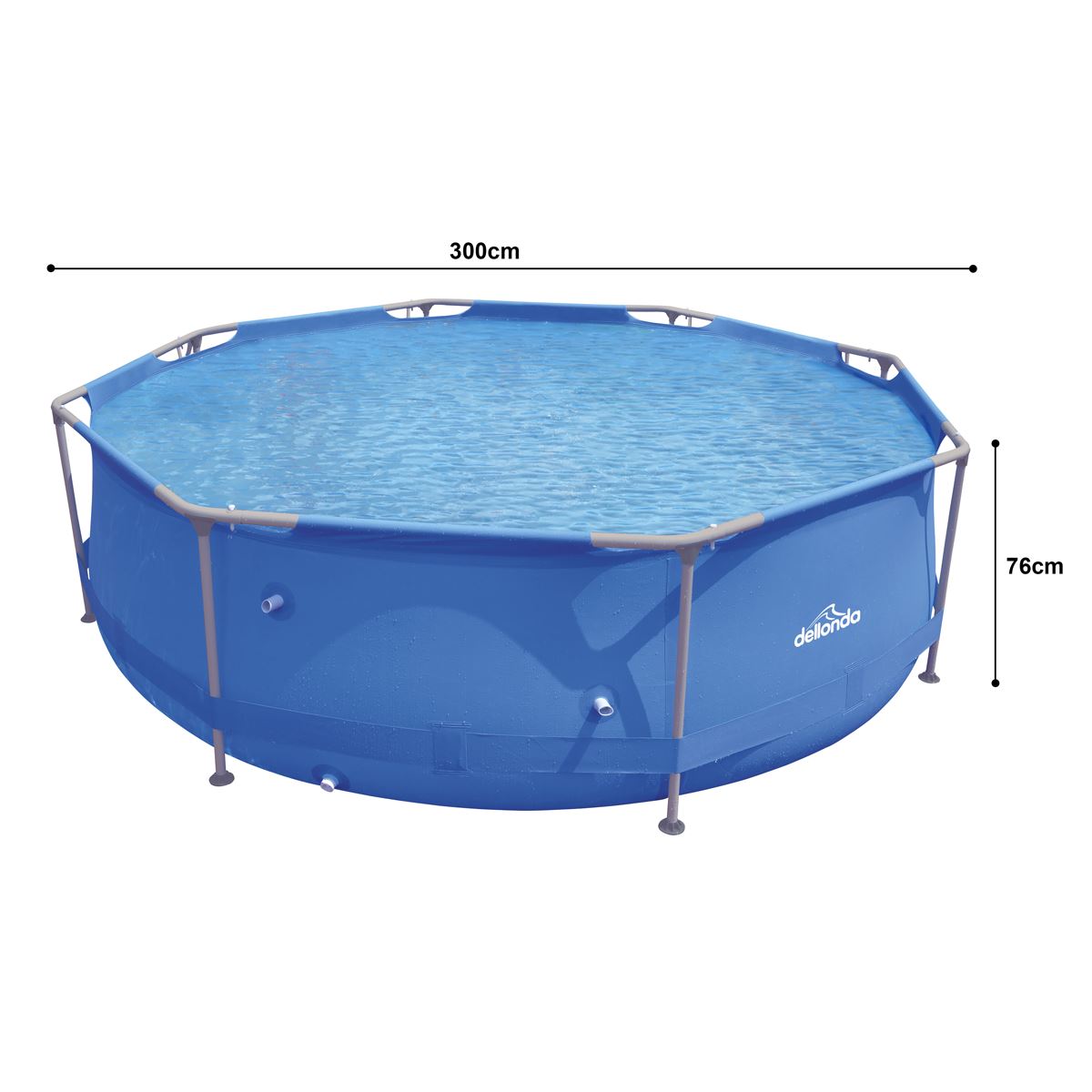 Dellonda 10ft Steel Frame Swimming Pool Round with Filter Pump Blue DL19