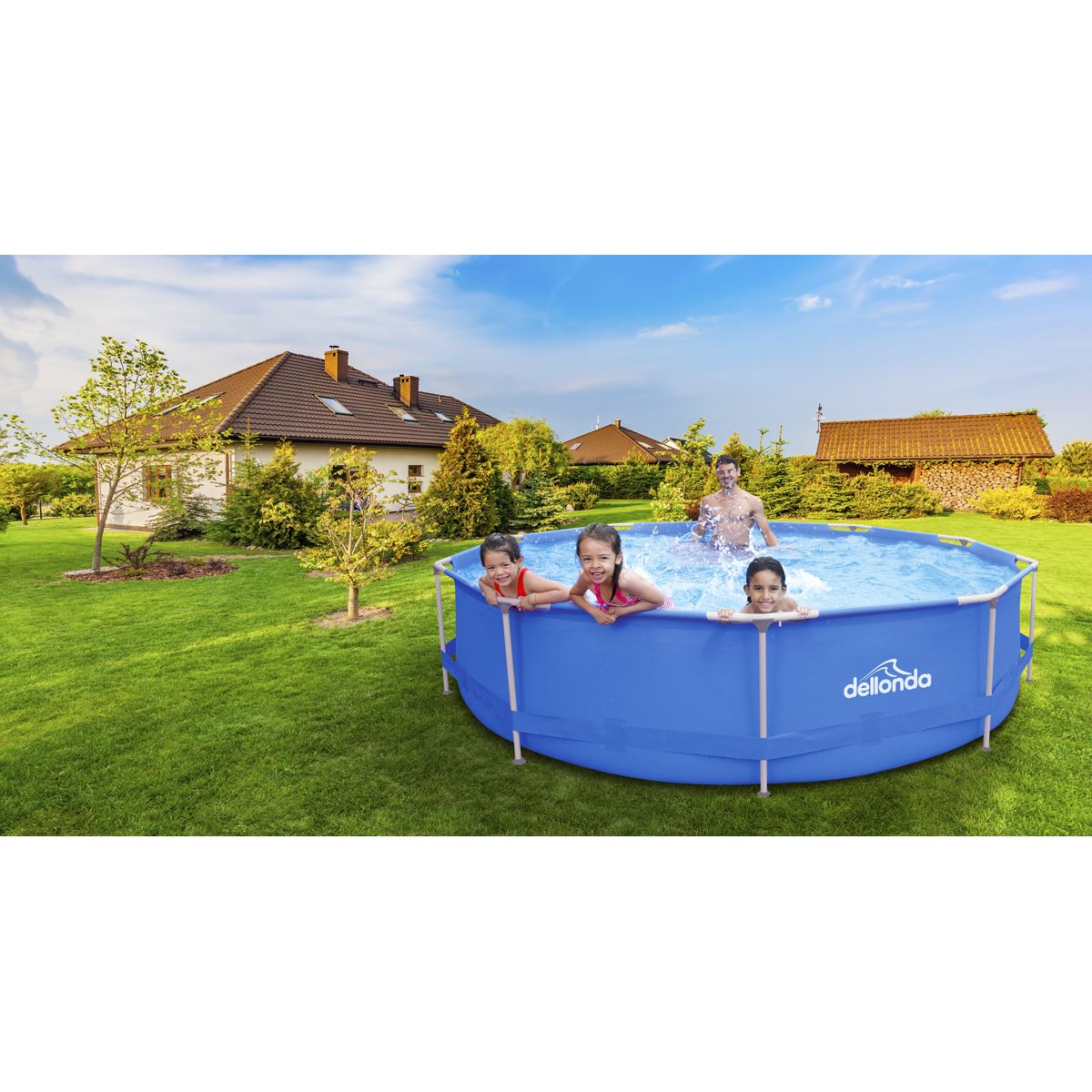 Dellonda 12ft Steel Frame Swimming Pool Round with Filter Pump Blue DL20