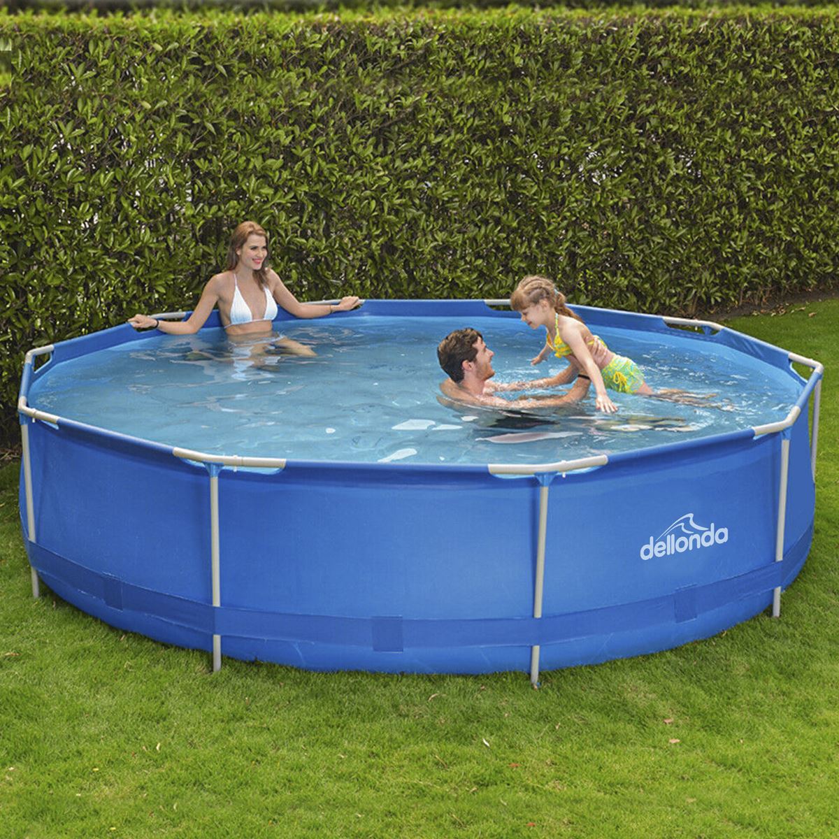 Dellonda 12ft Steel Frame Swimming Pool Round with Filter Pump Blue DL20