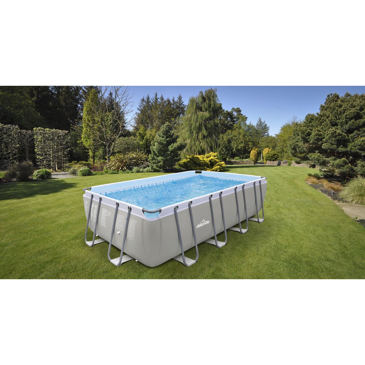 Dellonda 18ft Deluxe Steel Frame Swimming Pool Rectangular & Filter Pump DL22