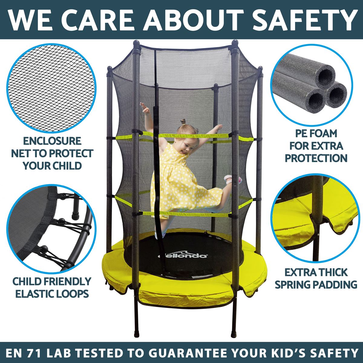 Sealey Dellonda 55" Mini Trampoline with Safety Enclosure Net DL65