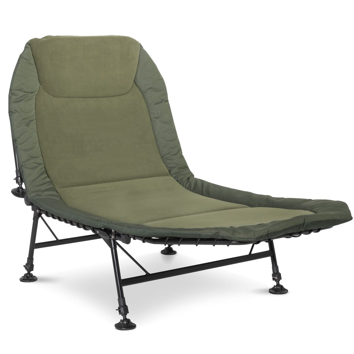 Dellonda Wide Adjustable Fishing Bedchair Fleece Mattress Pillo 3 Legs & 6 DL78