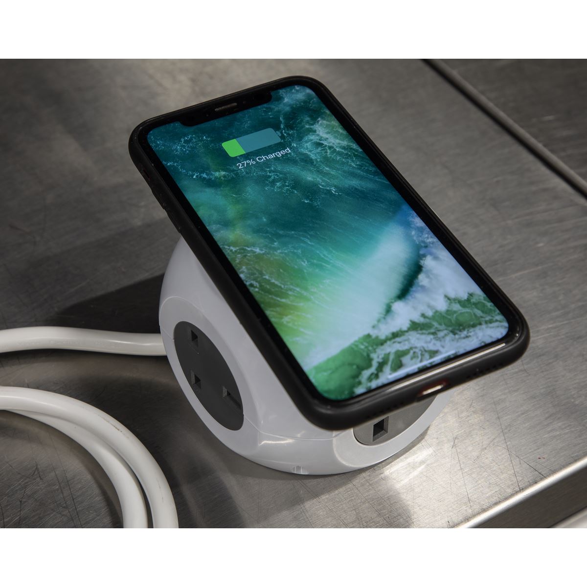 Sealey Extension Cable Cube 1.4m 3 x 230V & 3 x USB Sockets & Wireless Charging Pad EL144WC