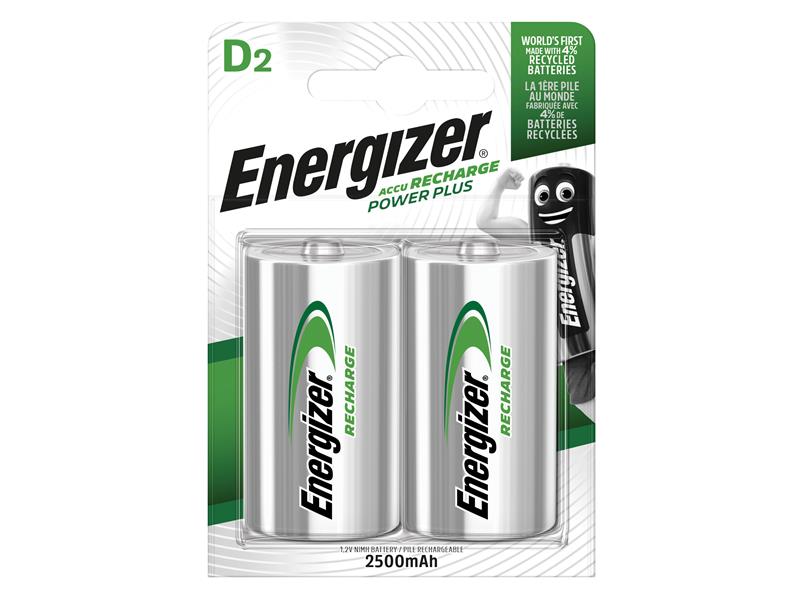 Energizer® Recharge Power Plus D Cell Batteries RD2500 mAh (Pack 2) ENGRCD2500