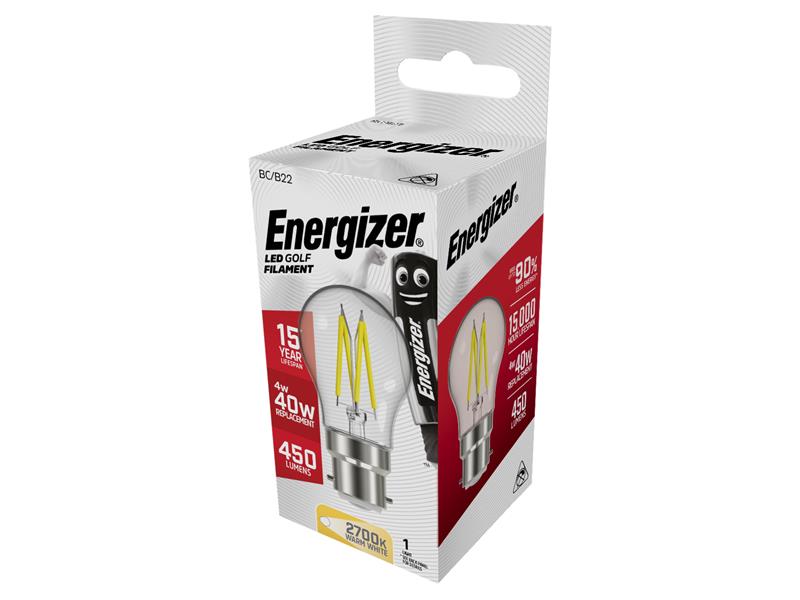 Energizer® LED BC (B22) Golf Filament Non-Dimmable Bulb, Warm White 470 lm 4W ENGS12871