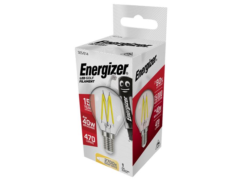 Energizer® LED SES (E14) Golf Filament Non-Dimmable Bulb, Warm White 470 lm 4W ENGS12872