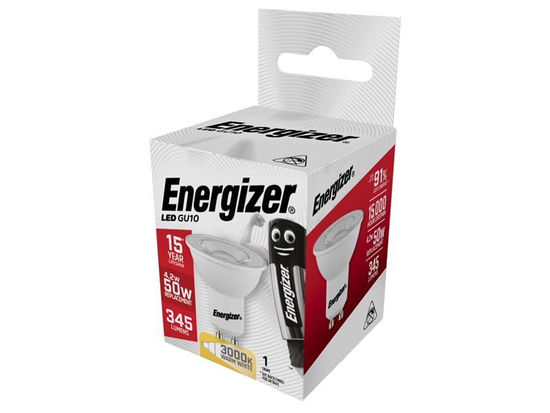 Energizer® LED GU10 36° Non-Dimmable Bulb, Warm White 345 lm 4.2W ENGS8823