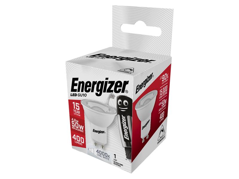 Energizer® LED GU10 36° Dimmable Bulb, Cool White 375 lm 4.6W ENGS8827