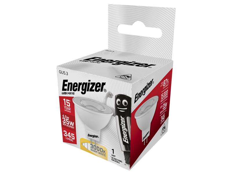 Energizer® LED GU5.3 (MR16) 36° Non-Dimmable Bulb, Warm White 345 lm 4.5W ENGS8832