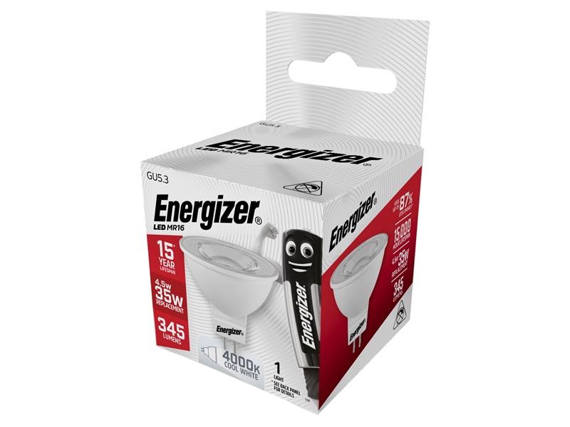 Energizer® LED GU5.3 (MR16) 36° Non-Dimmable Bulb, Cool White 345 lm 4.5W ENGS8833