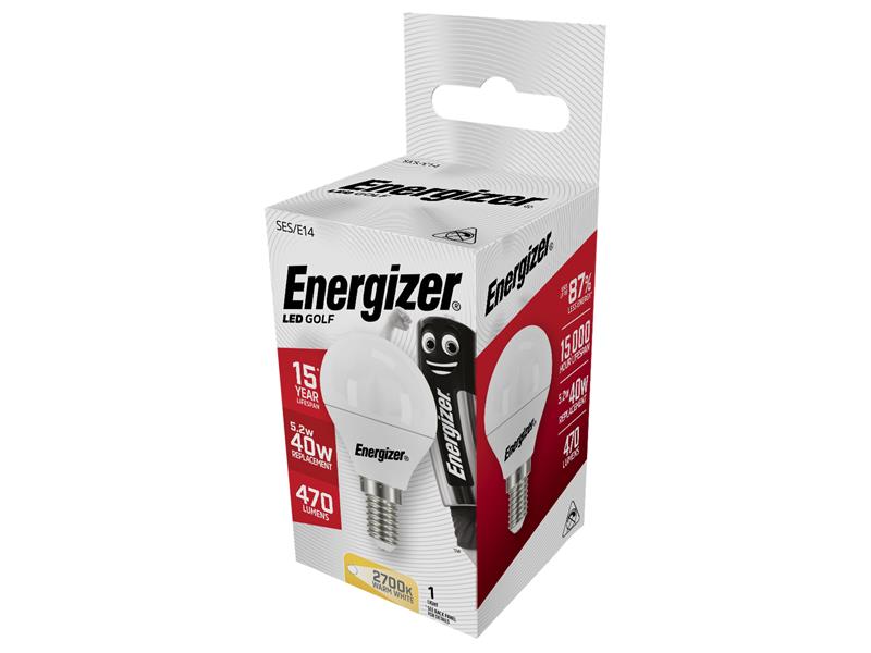 Energizer® LED SES (E14) Opal Golf Non-Dimmable Bulb, Warm White 470 lm 5.2W ENGS8841